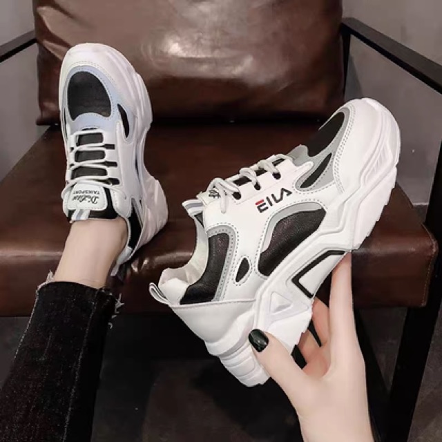 Giày thể thao nữ Ulzzang mã AKS đế cao 5cm 2 màu đen trắng phản quang phát sáng cá tính trê trung năng động mẫu mới rẻ | BigBuy360 - bigbuy360.vn