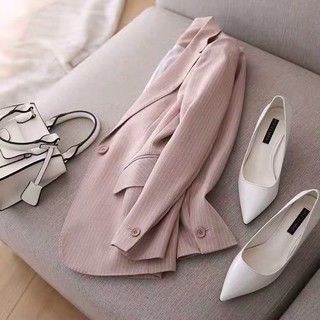 Vest Blazer Hồng Sọc Cao Cấp