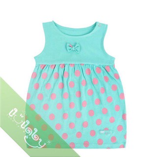 Đầm sát nách bé gái - Xanh chấm bi hồng Lullaby