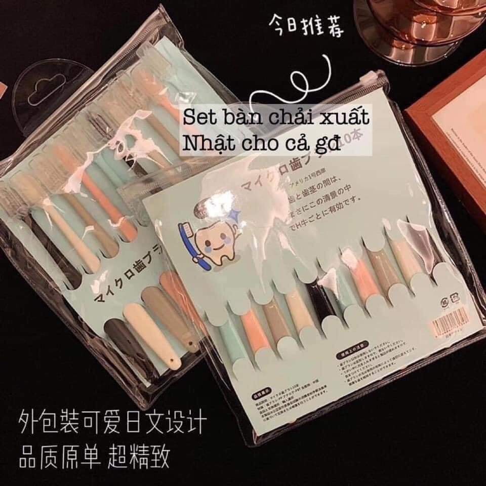Bàn chải Nhật, set 10 bàn chải răng nội địa nhật lông tơ mềm chuyên làm trắng răng khử hôi và đánh bay mảng bám.