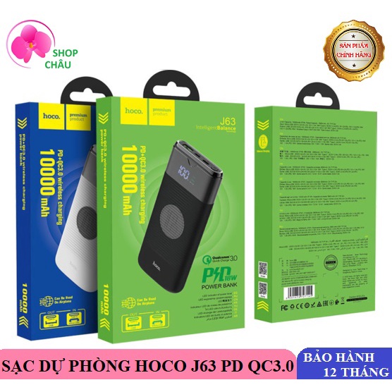 Pin Sạc Dự Phòng Không Dây Hoco J63 10000mAh PD QC3.0 Chính Hãng