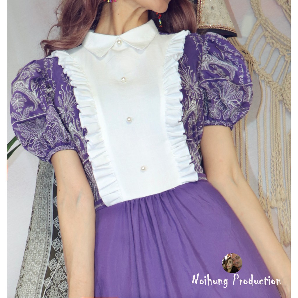 Đầm váy vintage ulzzang công chúa tiểu thư bánh bèo Bohemian thêu hoa maxi boho dáng dài xòe đi biển đẹp rẻ hotgirl