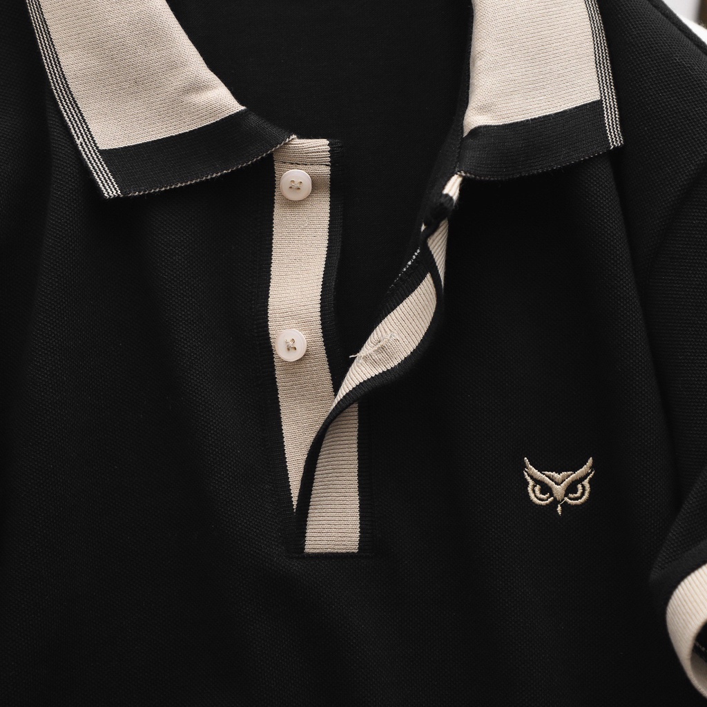 Áo Thun Polo Nam ICON DENIM Owl Logo In Black Thanh Lịch PLID0010