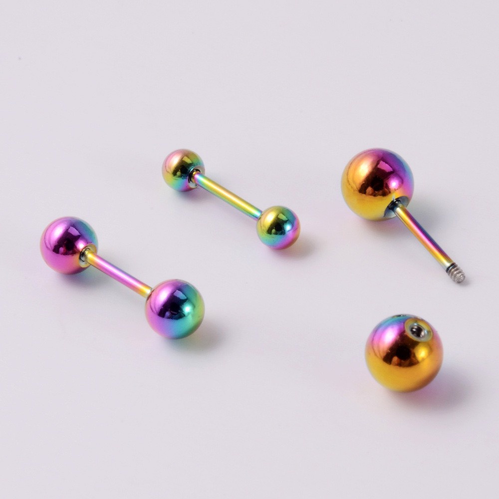 Khuyên Tai Bông Tai Nam Nữ Xỏ Cơ Bản 2 Đầu Bi Thép Titan Không Gỉ