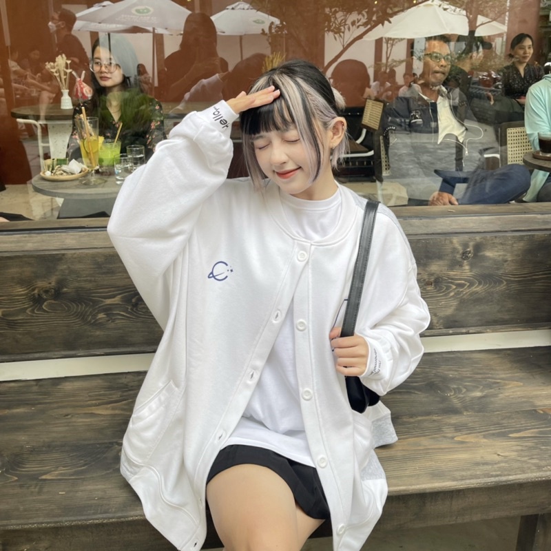 Áo khoác cardigan nữ Hologram trắng xám phong cách nữ sinh Châu Á, Hologram cardigan