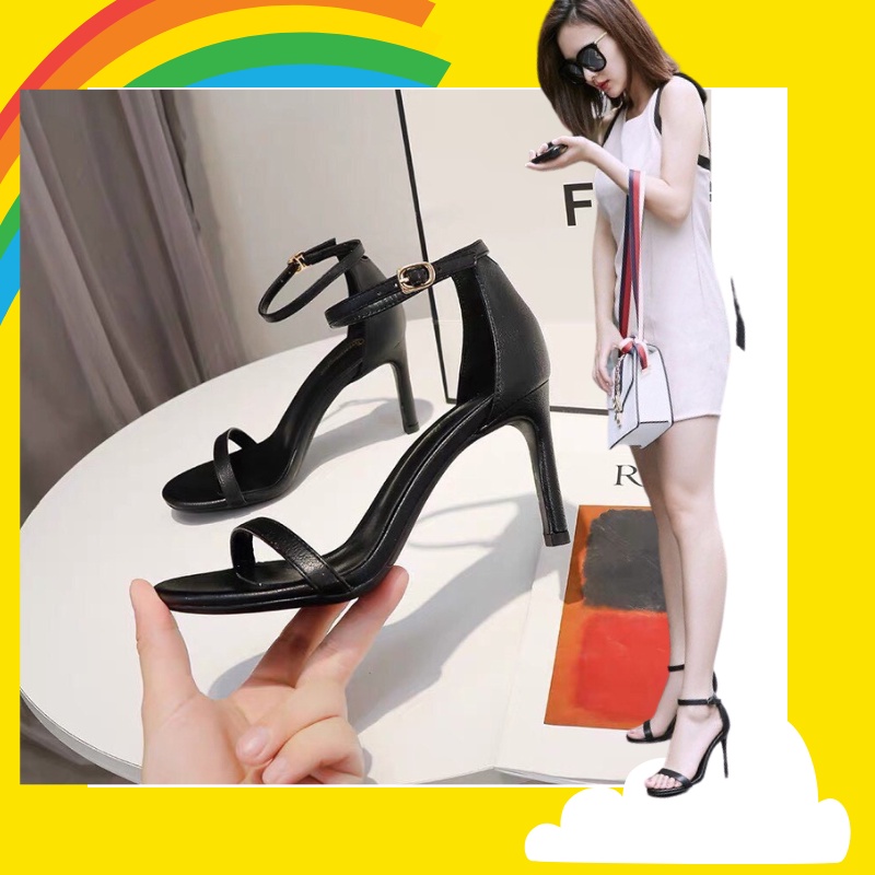 Giày sandal cao gót nữ Ngọc Trinh 9phân đẹp quai mảnh đế nhọn cho học sinh nữ mặc áo dài -mã T17