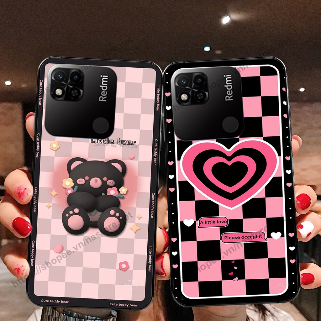Ốp lưng Xiaomi Redmi 10A gấu, đồng hồ dễ thương cute giá rẻ