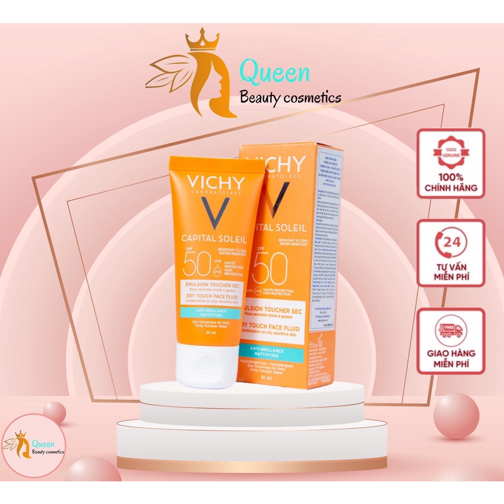 Kem Chống Nắng Vichy Thoáng Nhẹ Không Bóng Dầu SPF 50 50ml Ideal Soleil Dry Touch SPF 50