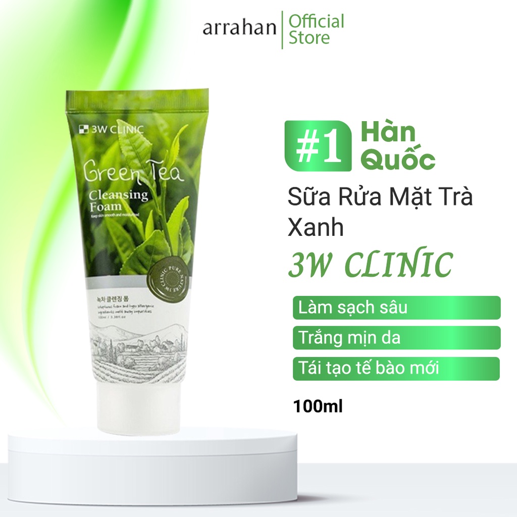 Sữa Rửa Mặt Trà Xanh 3W Clinic Green Tea Foam Cleansing 100ml - 3W034