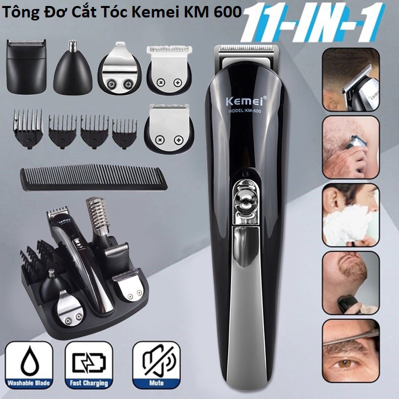 Bộ Tông Đơ Cắt Tóc Đa Năng Kemei KM-600 Cao Cấp 11 In 1