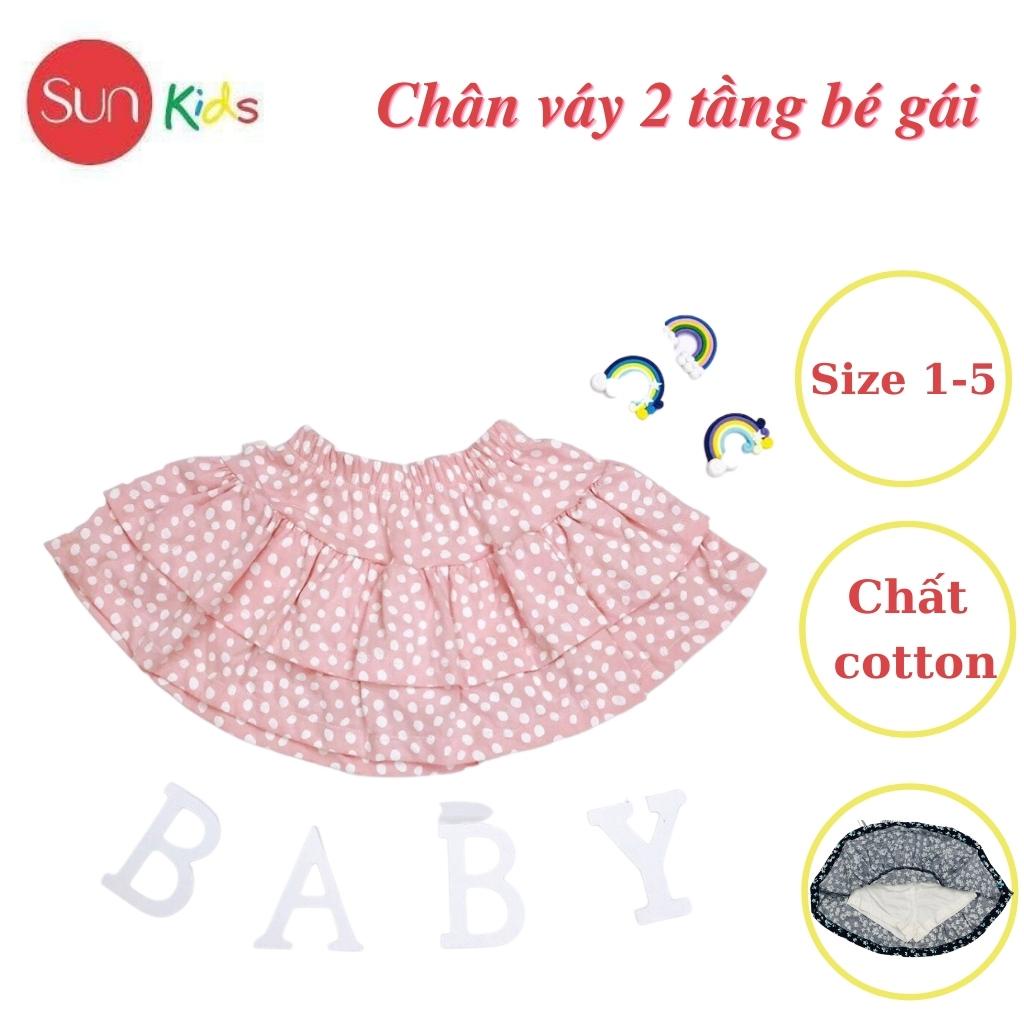 Chân váy cho bé, đầm bé gái 2 tầng, chất cotton, có quần đùi trong, size 1-5 - SUNKIDS