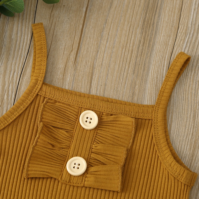 Bộ Đồ Bé Gái Gồm 2 Món Mùa Hè Bodysuit Hai Dây Và Chân Váy Set Quần Áo Cho Sơ Sinh 0 đến 24 tháng