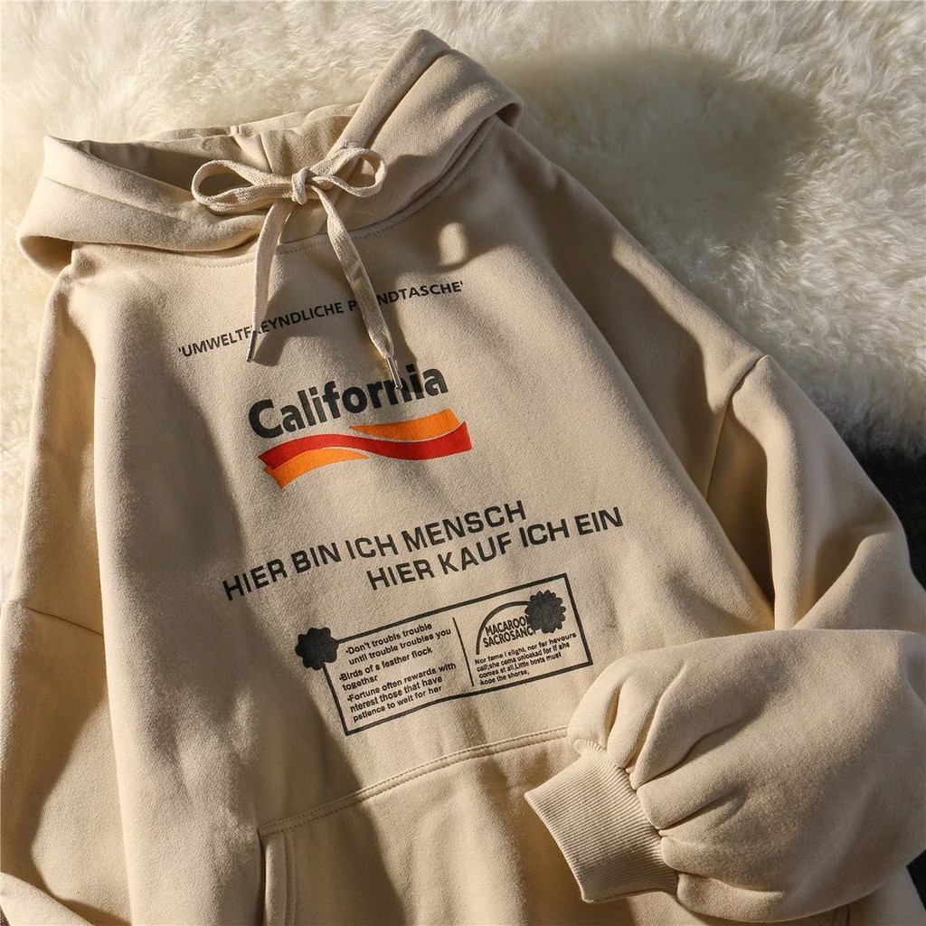 Áo hoodie dáng rộng in chữ kiểu retro đường phố Mỹ thời trang thu đông cho các cặp đôi | BigBuy360 - bigbuy360.vn