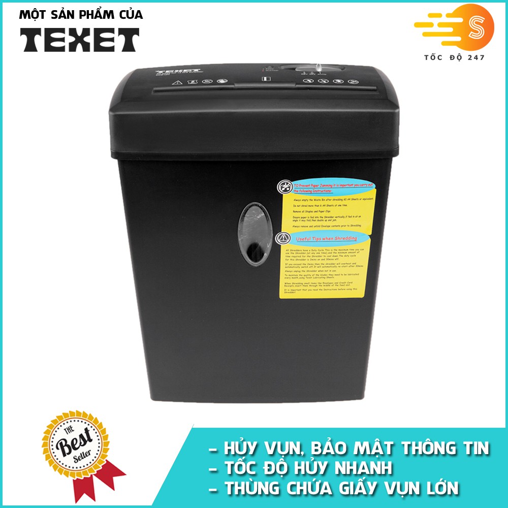 Máy hủy giấy 12L cao cấp TEXET CC612N