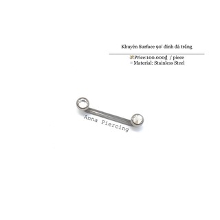 Khuyên xỏ quai xanh, khe ngực, gáy Surface 90 bằng thép y tế Piercing