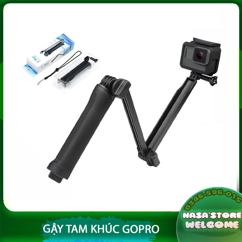 Gậy Selfie 3 khúc Gopro , DJI ACTION camera Eken ..etc 3way hữu ích cho camera hành trình