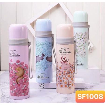 Bình giữ nhiệt 500ml siêu dễ thương phối màu cá tính - Bình giữ nhiệt Inox cao cấp Hồng Hạc