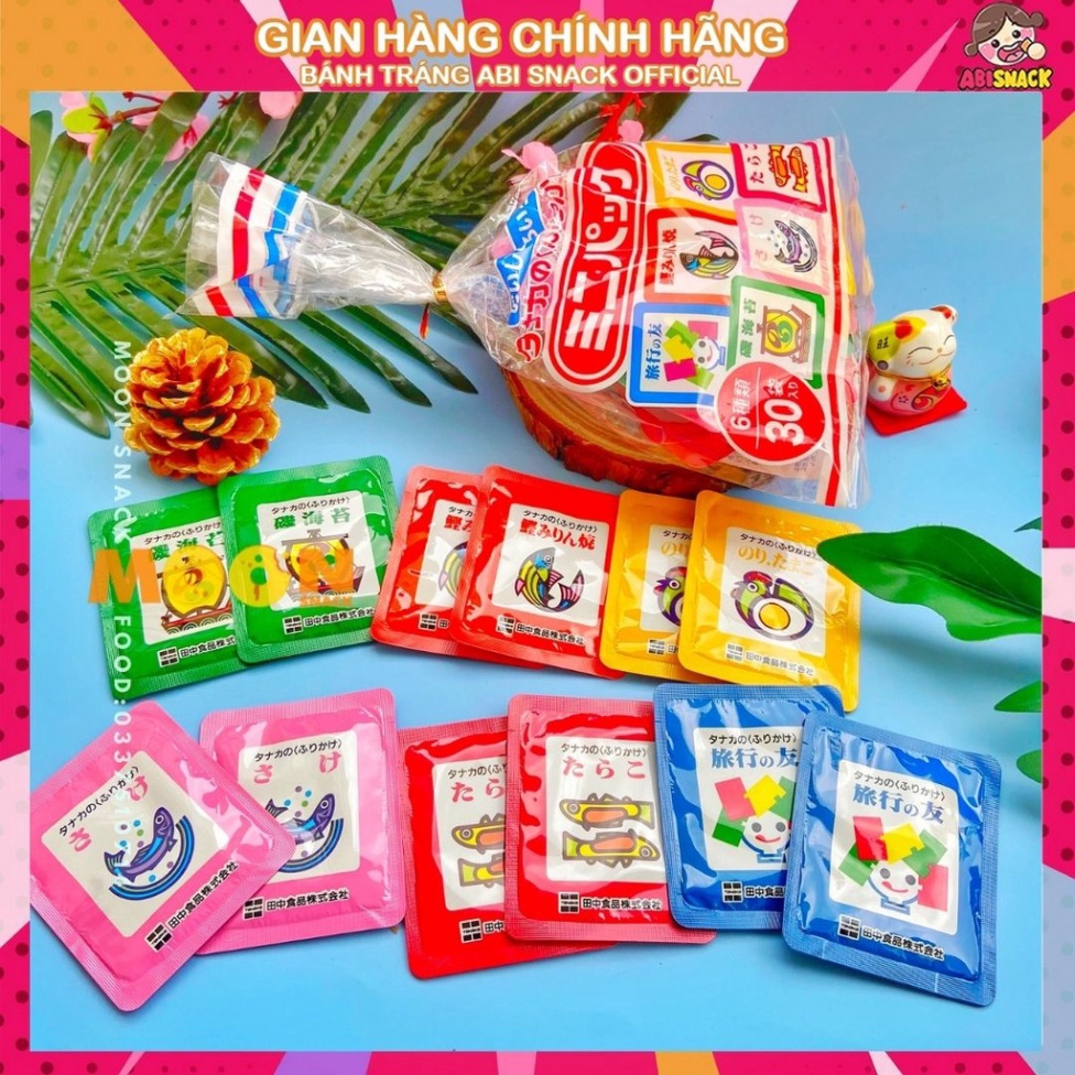 GIA VỊ RẮC CƠM NHẬT BẢN TÚI 30 GÓI TANAKA NỘI ĐỊA NHẬT BẢN GỒM 6 VỊ TRỊ CHỨNG BIẾNG ĂN 110g