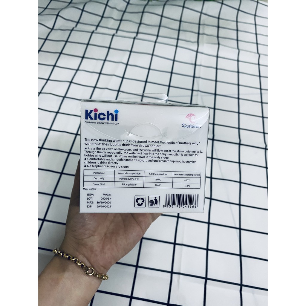 Cốc tập hút 3 giai đoạn Kichi 150ml cho bé từ 6 tháng