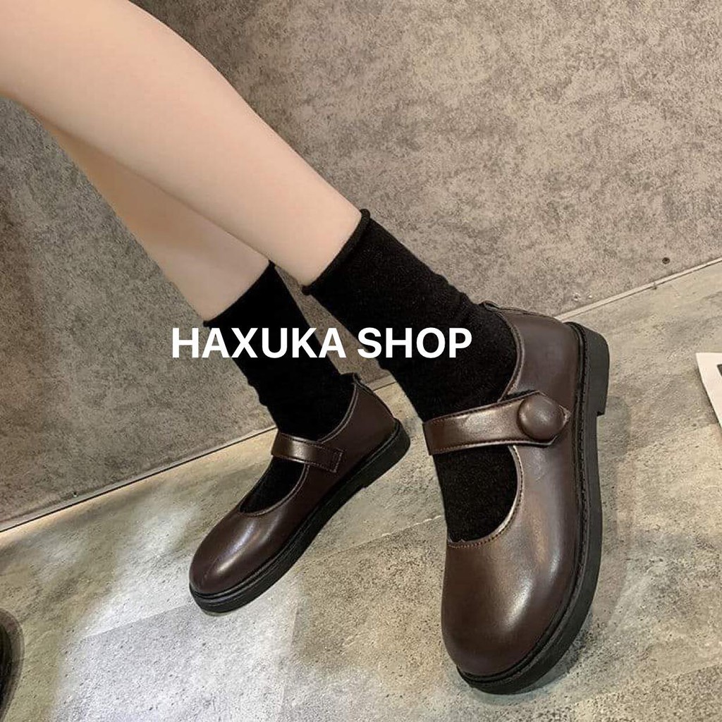 Giày Marry Jane- Giày nữ sinh cài quay ba màu Đen Bóng, Đen Nhám, Nâu kiểu dáng Hàn Quốc, dễ phối đồ