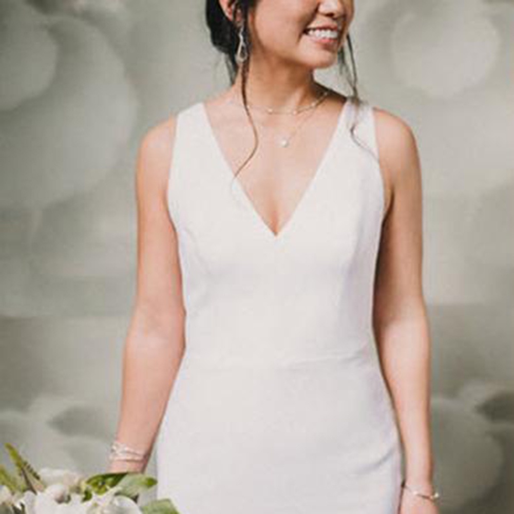 [Hàng Có Sẵn] Vòng cổ Lưng Dài Đính Kim Cương Giả Cho Cô Dâu