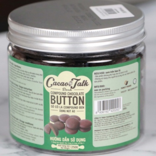 Sô Cô La Compound Đen Dạng Nút Áo Cacao Talk 250gr