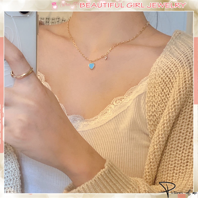 Khuyên Tai Hình Trái Tim Màu Xanh Dương Thiết Kế Mới Xinh Xắn Thời Trang Cho Nữ
