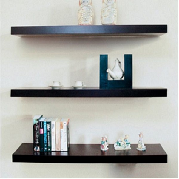Set 3 chiếc kệ thanh ngang treo tường, decor nhà cửa gỗ lõi xanh chống ẩm hai màu trắng đen - tùy chọn size theo bảng