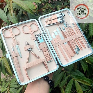 Bộ bấm móng tay 18 món dụng cụ làm nail cây nặn mụn lấy khóe kìm dũa nhíp