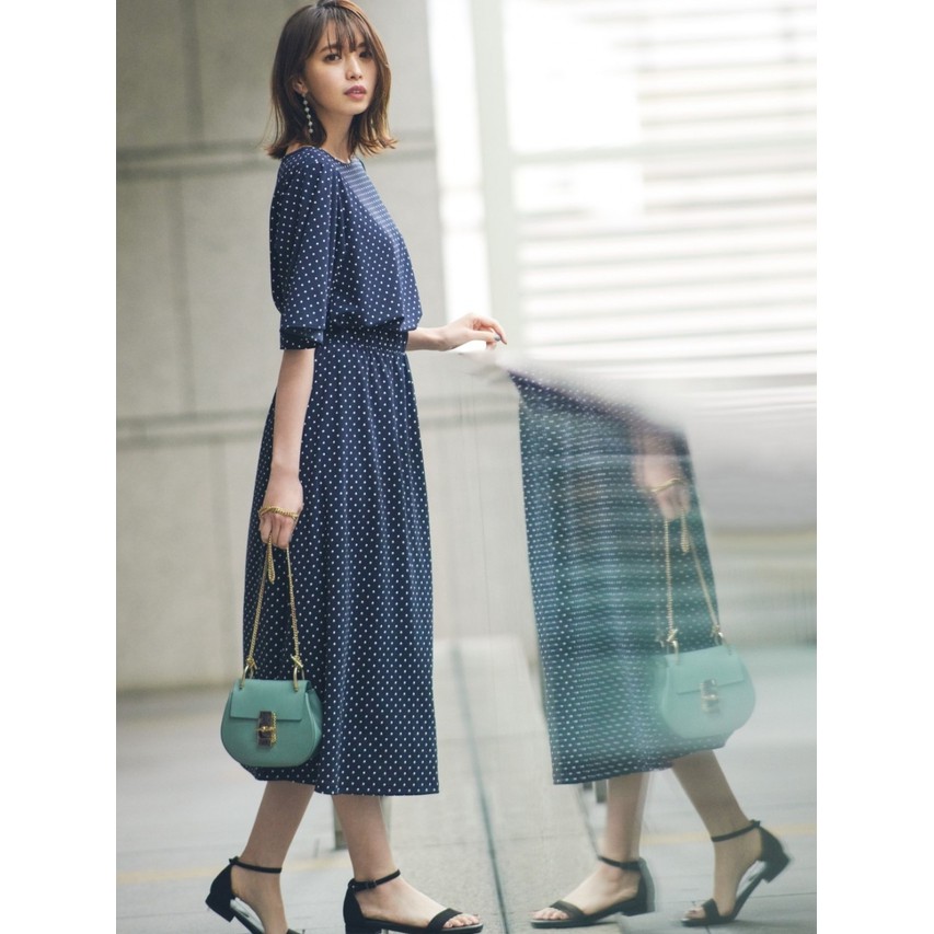 (UNIQLO Nhật chính hãng) NỮ- Chân váy midi chấm bi dáng dài Crape Jersey Skirt | BigBuy360 - bigbuy360.vn