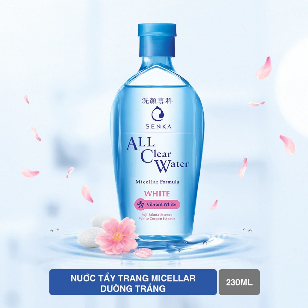 [Mã COSGLORIAT4 -8% đơn 250K] Nước Tẩy Trang Dưỡng Trắng Senka All Clear Water Micellar Formula White 230ml