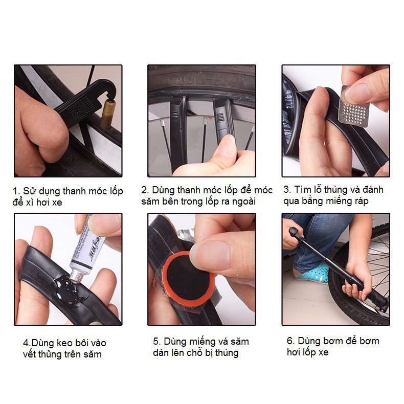 Bộ Vá Xăm Xe Đạp Đa Năng ( Tặng kèm Túi và miếng vá xăm )