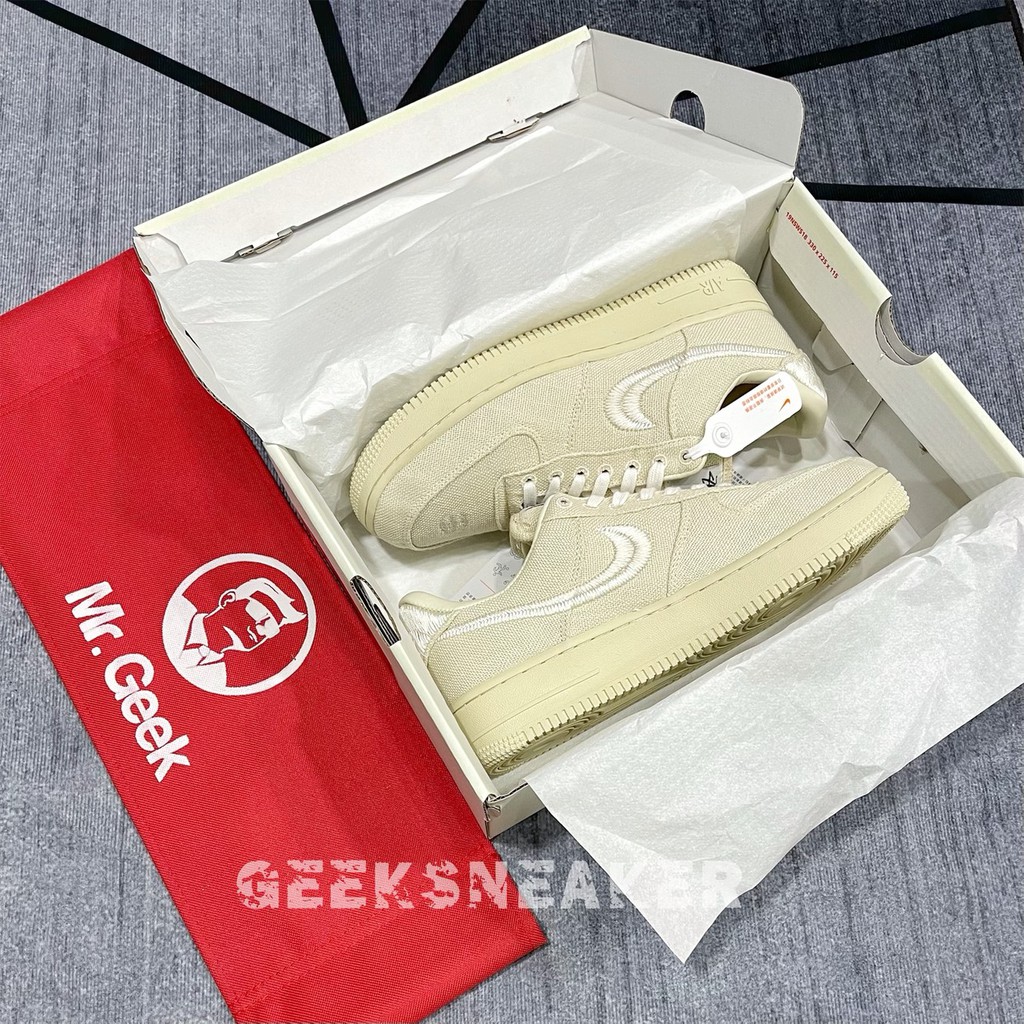 [GeekSneaker] Giày Sneaker - Air Force 1 x Stussy Fossil Stone | BigBuy360 - bigbuy360.vn