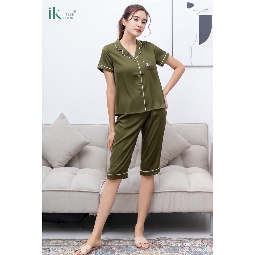 Bộ đồ mặc nhà hãng IK. Set Pijama lụa cao cấp mềm mịn, thiết kế trơn không hề đơn điệu mà siêu sang chảnh