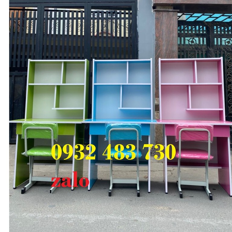 Bàn học sinh kèm giá sách ván ép rộng 80cm màu kem sữa Lâm Gia