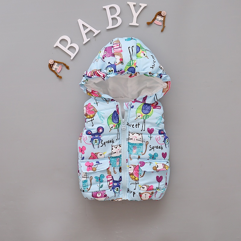 Áo Khoác Cotton Dày Không Tay Có Mũ Trùm Đầu Giữ Ấm Mùa Đông Nhiều Màu Sắc Dành Cho Trẻ Sơ Sinh