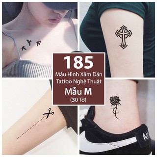 Bộ 185 Mẫu Hình Xăm Dán, Hình Xăm Tattoo Cao Cấp Combo 30 Tờ - Mẫu M