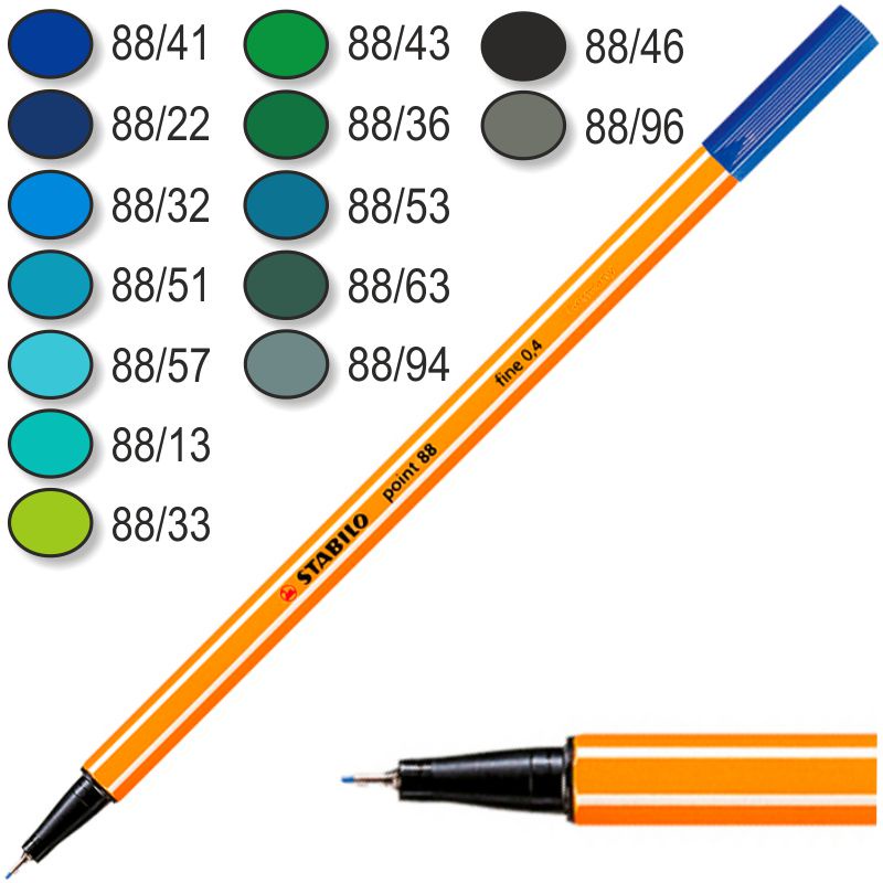 Bút lông kim Stabilo màu lẻ Point 88 Fineliner, 0.4mm