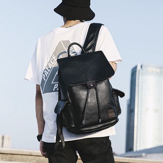 Trend men's bagCasual student bag computer bag Trend leather Korean flip bag New travel backpack bag