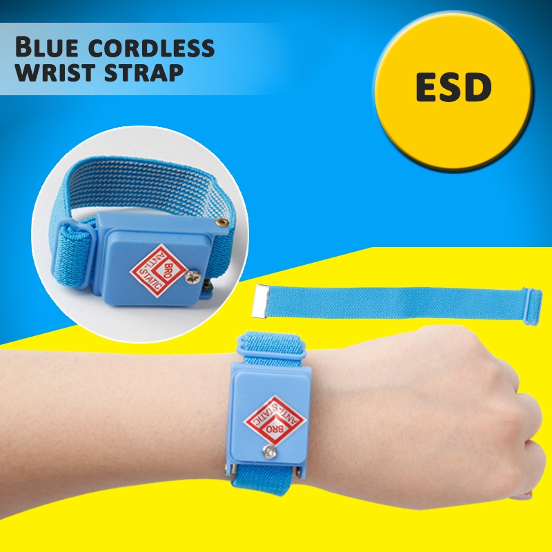 Blue cordless ESD wireless adjustable anti-static bracelet