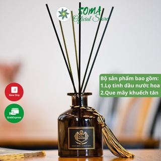 Lọ khuếch tán tinh dầu thơm phòng 50ml thiên nhiên thơm để phòng ngủ tán hương - tinh dầu tròn đen