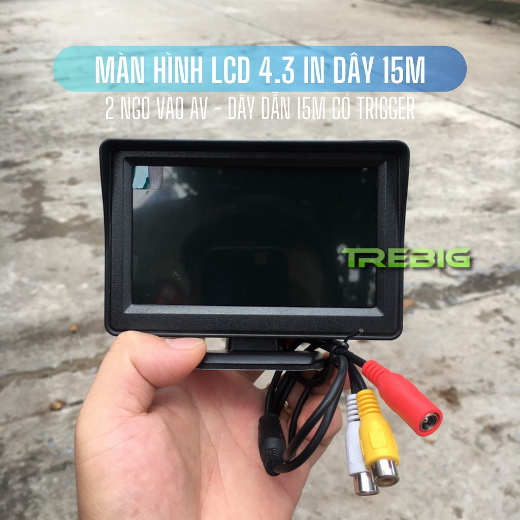 Màn hình ô tô LCD hiển thị video truyền tín hiệu từ camera lùi, đầu DVD, màn hình xe tải 4.3 inches dây AV 15m