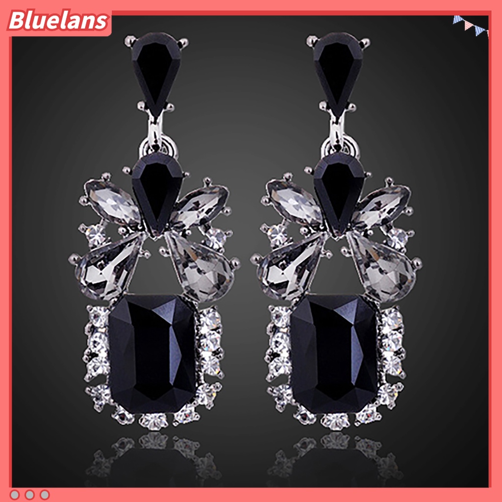 Cặp khuyên tai hợp kim hình giọt nước có đính đá quý nhân tạo sang trọng dành cho nữ