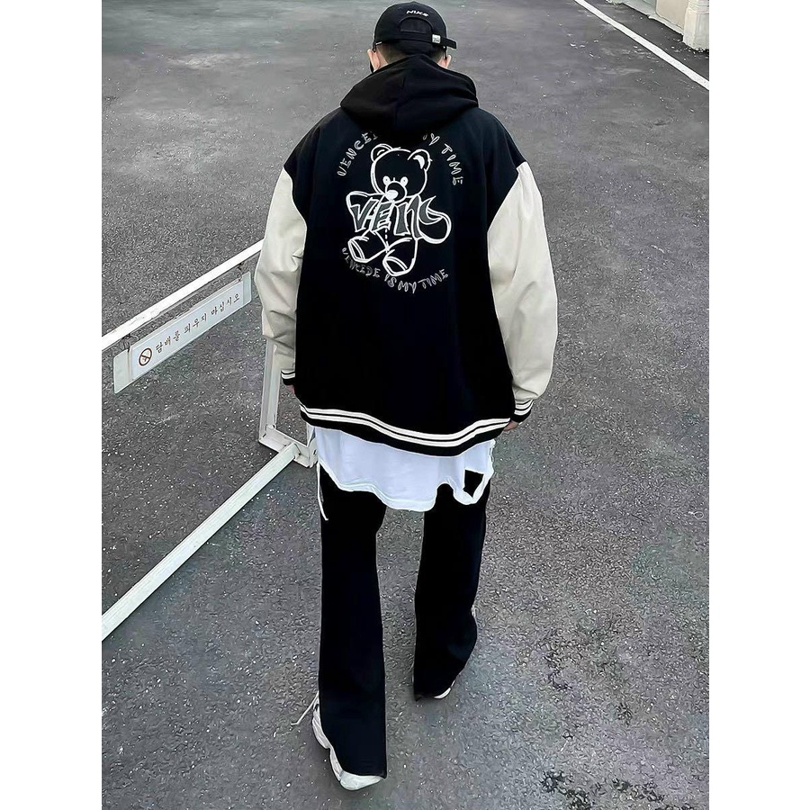 Áo Khoác Bomber Varsity Jacket BOM HOUSE Nam Nữ Chất Liệu Kaki Logo Thêu 2 Lớp