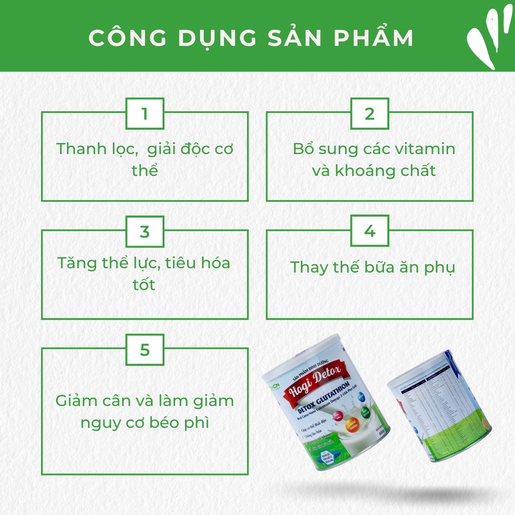 Sữa giảm cân Detox Hogi 400gr tăng cường sức đề kháng chống lão hóa thải độc cơ thể giữ dáng DT01