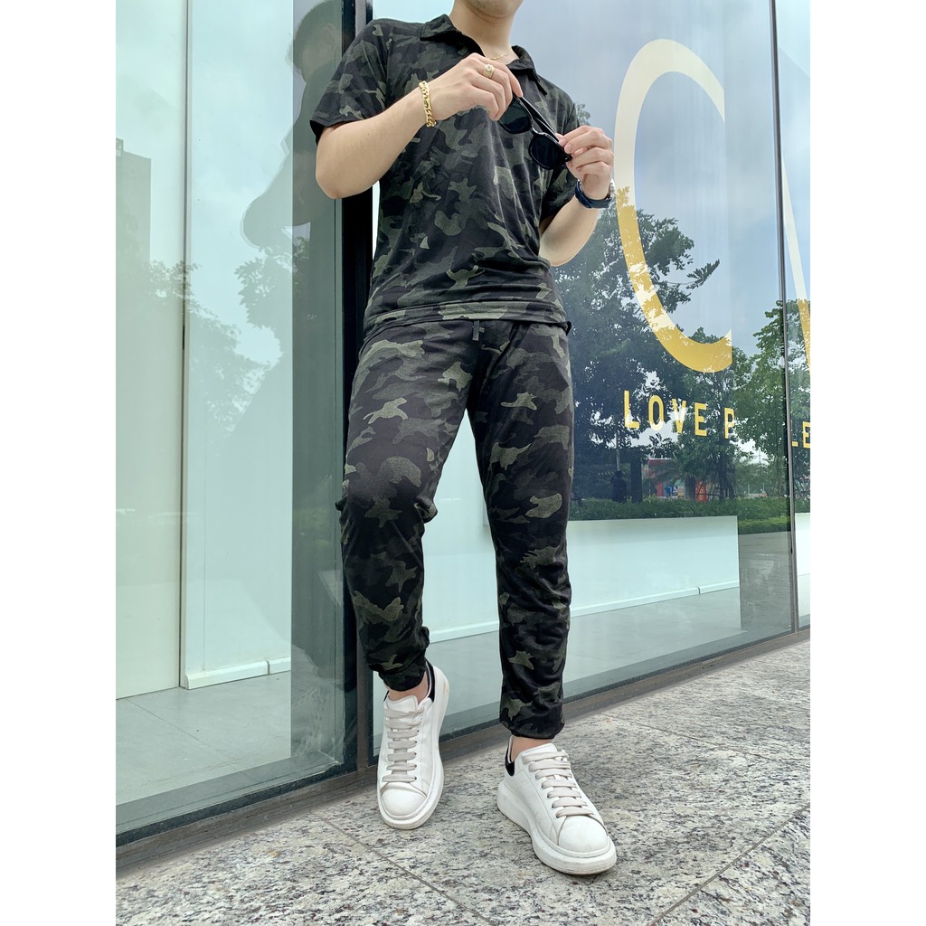 SET CAMO QUẦN DÀI CỔ BẺ COTTON - COTTON CỰC MÁT, KHÔNG BAI XÙ - THIẾT KẾ TRẺ CHUNG - CÁ TÍNH SET3T03
