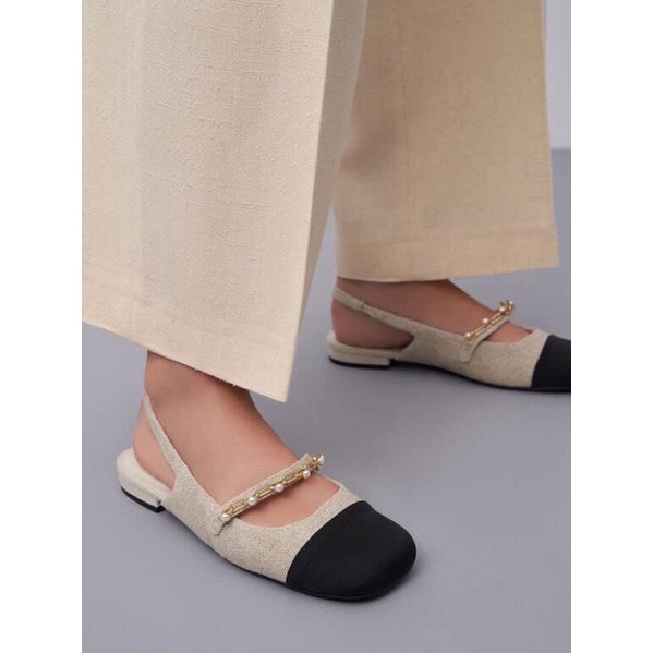 Giày nữ bệt C.K hở gót full box[HÀNG SẴN]( chân mảnh nên lùi size)