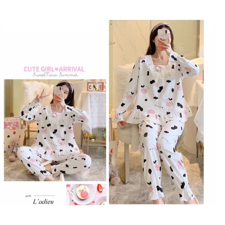 Bộ ngủ thu đông nữ mặc nhà cao cấp, chất cotton tăm, form rộng Nogin - BT01