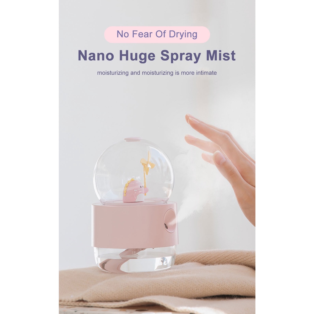 Máy phun sương nano UARELIFFE 3 trong 1 có nhạc hình quả cầu tỏa ánh sáng trong đêm