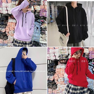 Áo hoodie nỉ trơn trắng đen xanh đỏ xám